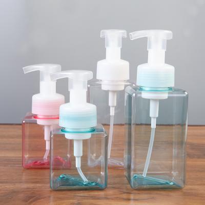 方形透明慕斯起泡瓶化妆品分装瓶--透明蓝（450ml）
