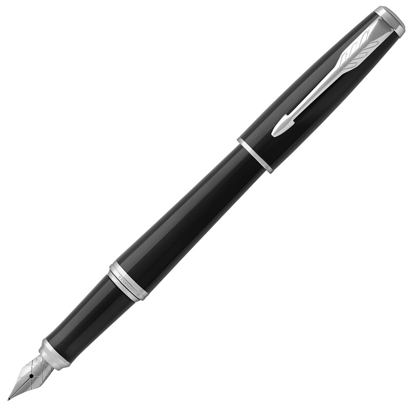 派克PARKER 经典都市纯黑丽雅白夹墨水笔 黑色商务钢笔