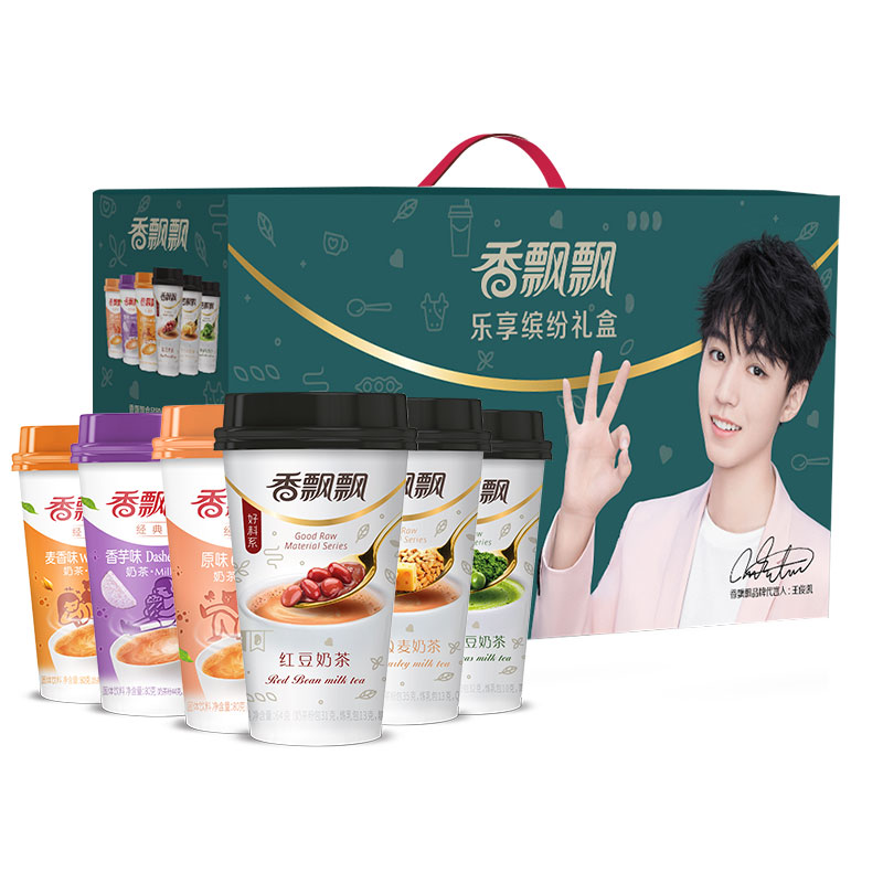 【京东伙伴计划—仅限积分兑换】香飘飘奶茶 乐享缤纷18杯装 红豆原味等6种口味混合装 冲调饮料 1.323kg整箱