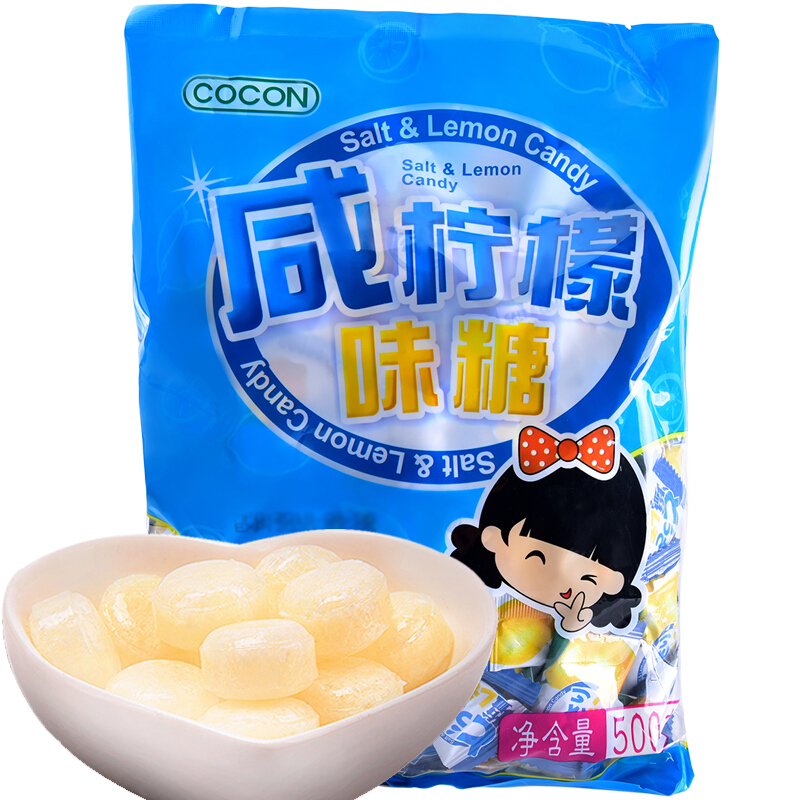 【京东伙伴计划—仅限积分兑换】马来西亚进口cocon咸柠檬味水果糖500g