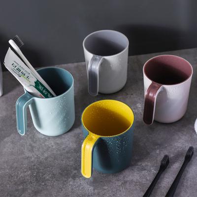 北欧双层带手柄刷牙杯 双色漱口杯--浅灰色