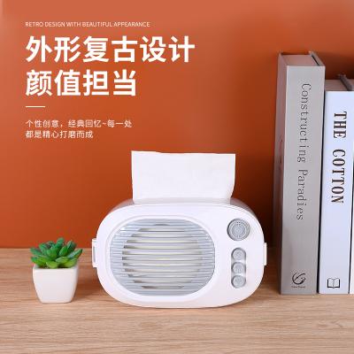 带竹炭包复古收音机纸巾盒 抽纸盒--白色