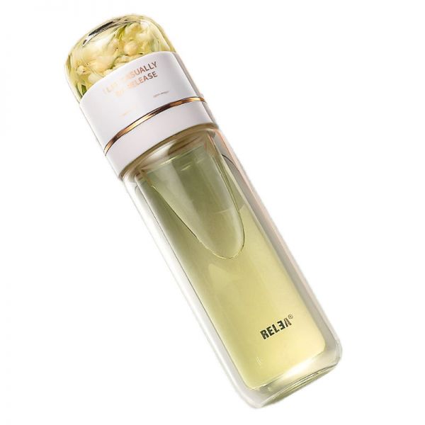 RELEA物生物 茶时双层玻璃杯茶水分离泡茶玻璃杯 发布会媒体礼品 