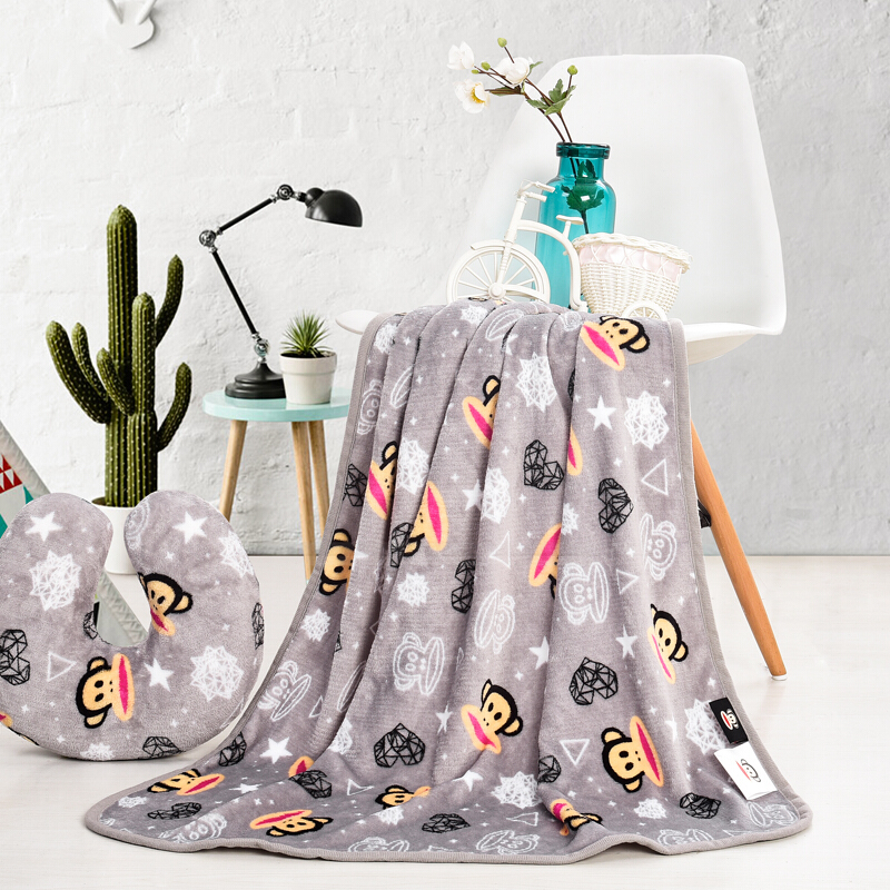 大嘴猴（Paul Frank）深灰印花U型枕毯组合 奖励员工礼品 