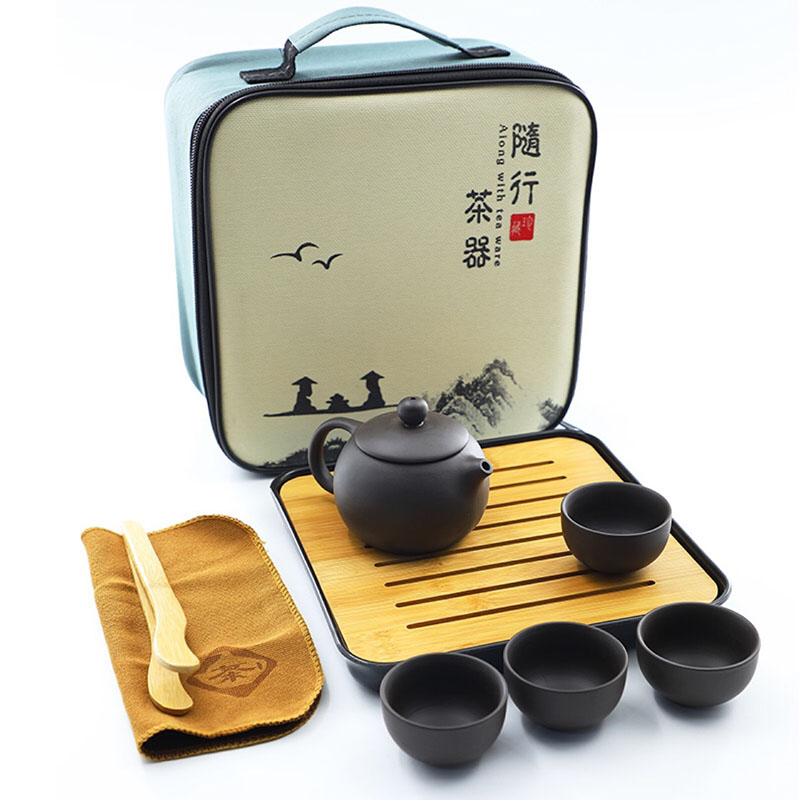 一壶四杯紫砂旅行茶具 便携陶瓷茶具套装 企业定制礼品
