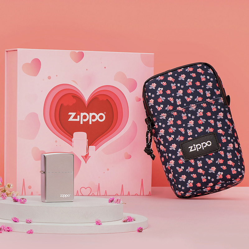 Zippo个性小花包+打火机礼盒套装 定制高档商务礼品