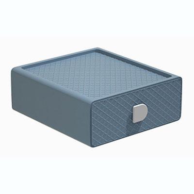 抽屉式可叠加组合桌面收纳盒 文具化妆品整理盒--北欧蓝