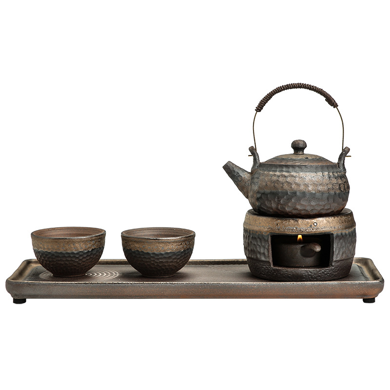 日式手工锤纹茶器提梁壶套组  家用简约温茶煮茶功夫茶具礼盒套装 商务礼品