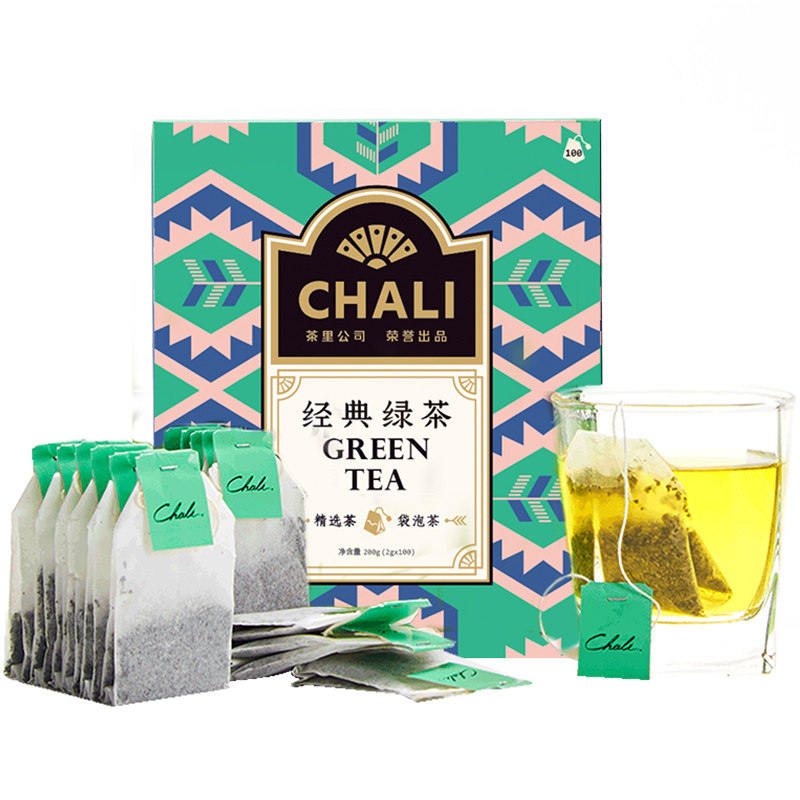 【经典绿茶】chali 毛峰毛尖绿茶茶包小袋装绿茶包100包装 新年礼盒送什么