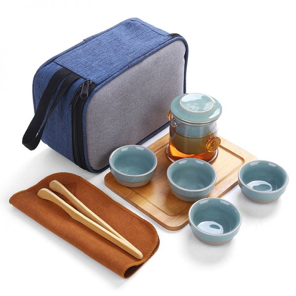  哥窑茶具一壶四杯组合套装 便携式旅行茶具礼盒 伴手礼送什么