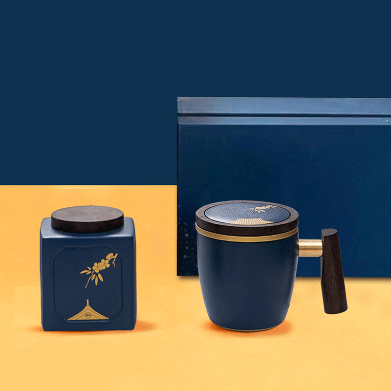 【月来月好】2021年中秋茶具礼盒 三件式个人杯一套+茶叶罐一个组合套装 中秋节礼盒
