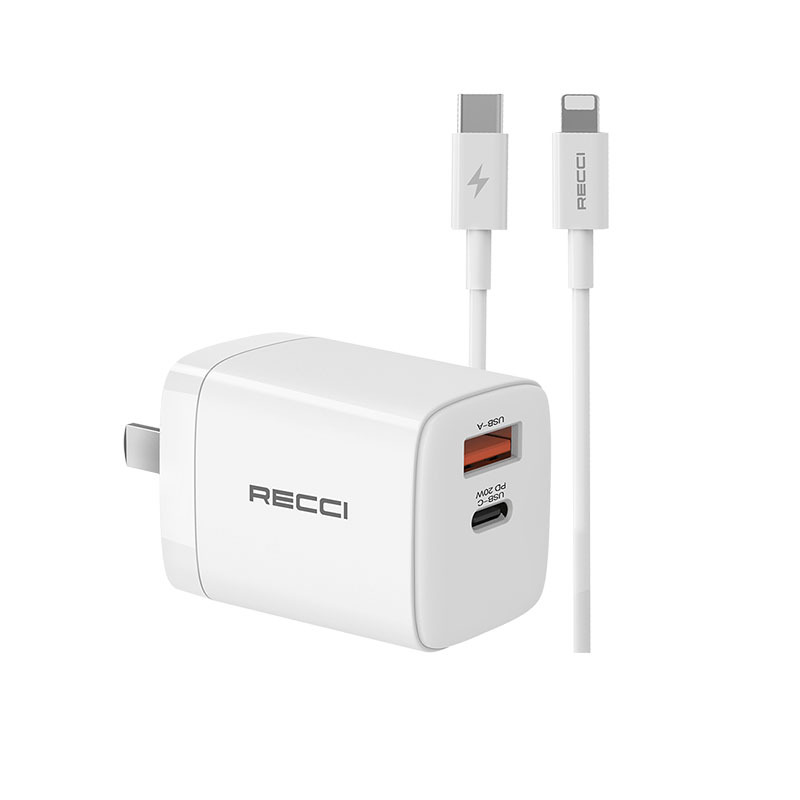 Recci PD20W充电头快充套装 1.5米Type转Lightning口线充电组合 电子礼品定制