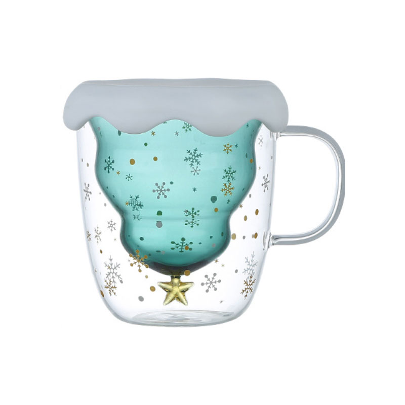 圣诞树星愿杯 双层可爱少女玻璃水杯 实用活动奖品