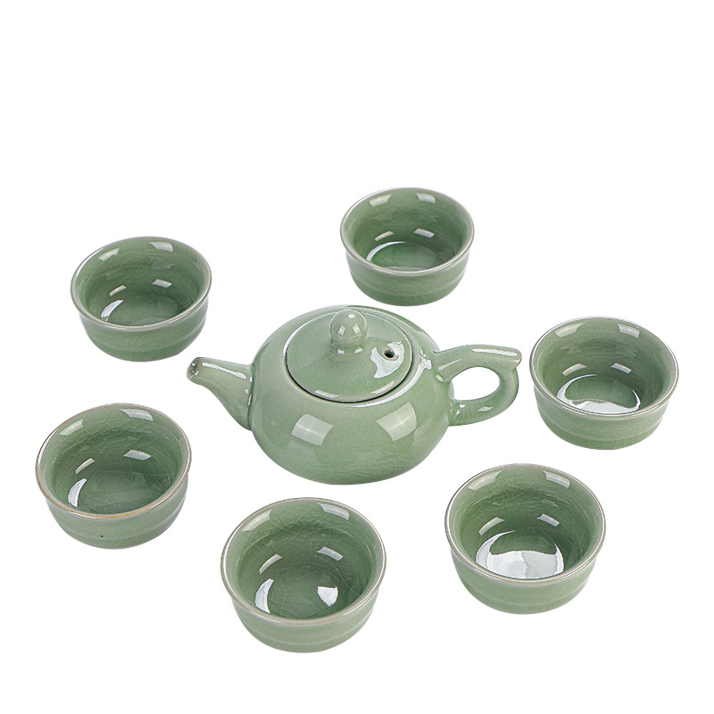 哥窑开片七头功夫茶具套装 陶瓷茶具礼盒 商务实用礼品