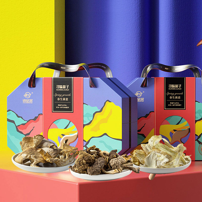 【春生菌意】谛品居 2022年新年养生菌礼包 鸡枞菌+鲍鱼菇+白灵菇+笋茸+锁鲜平菇+锁鲜元蘑+龙眼+若羌枣 健康补品组合套装 新年食补礼品