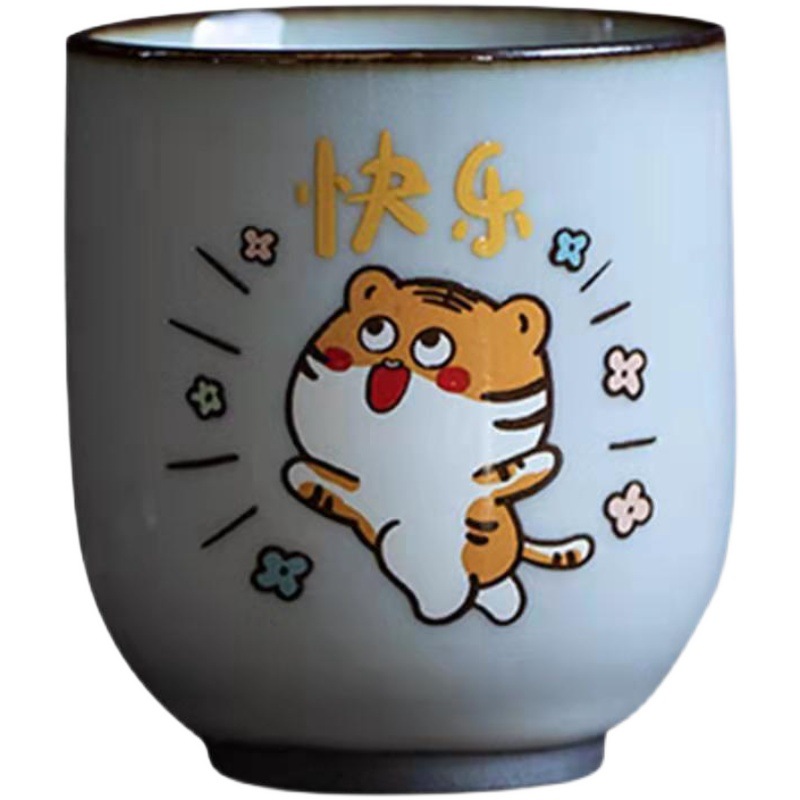 创意国潮虎年功夫茶杯 官窑主人杯单杯茶杯 年会礼品