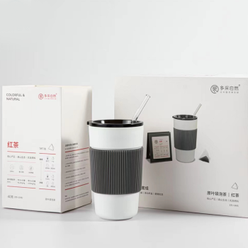 陶瓷焖泡杯套装伴手礼  德化高白瓷焖泡杯*+高硼硅玻璃吸管+高山原叶红茶三角包20包 三八节日礼品