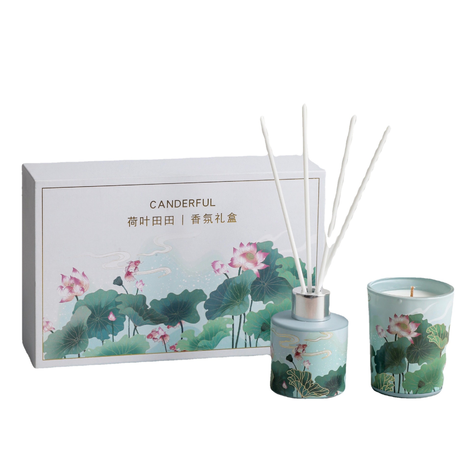 创意古风四季香薰礼盒套装  无火植物大豆蜡香氛蜡烛  活动节日礼品