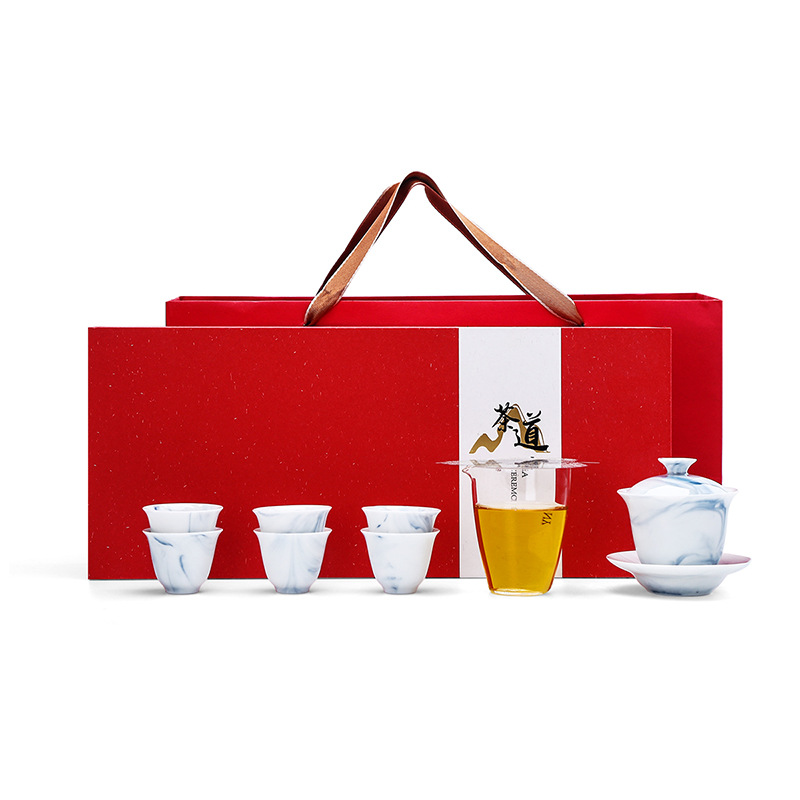 墨蓝陶瓷茶具套装功夫茶具礼盒 家用高档茶具套装 高端定制礼品