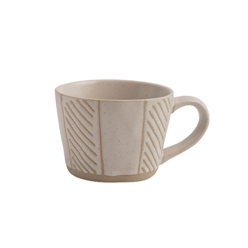 【斜纹】复古粗陶手绘马克杯 300ml办公室茶杯水杯 展会礼品