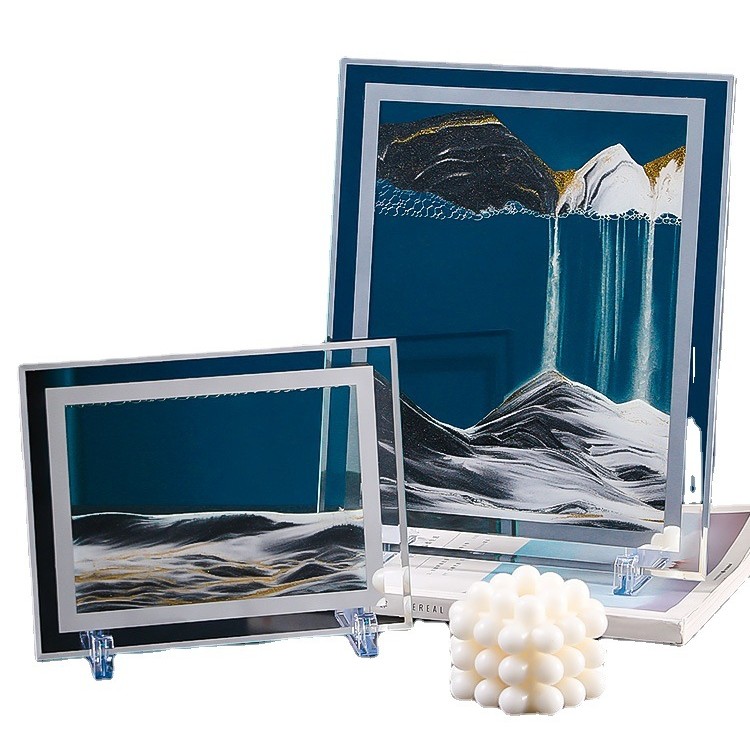 简约沙漏玻璃工艺品 家居装饰3d流动流沙画 创意摆件