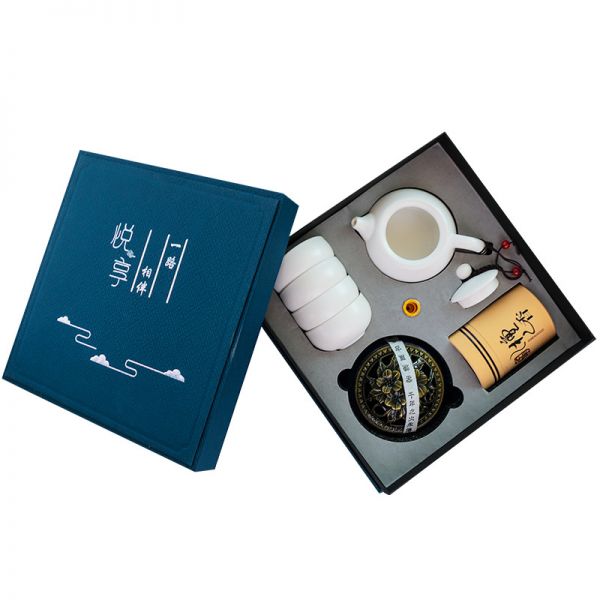 【一路相伴】中国风特色传统茶具礼盒 1壶+4杯+香炉+檀香+小葫芦香插+礼盒+手提袋组合套装 送长辈的礼品