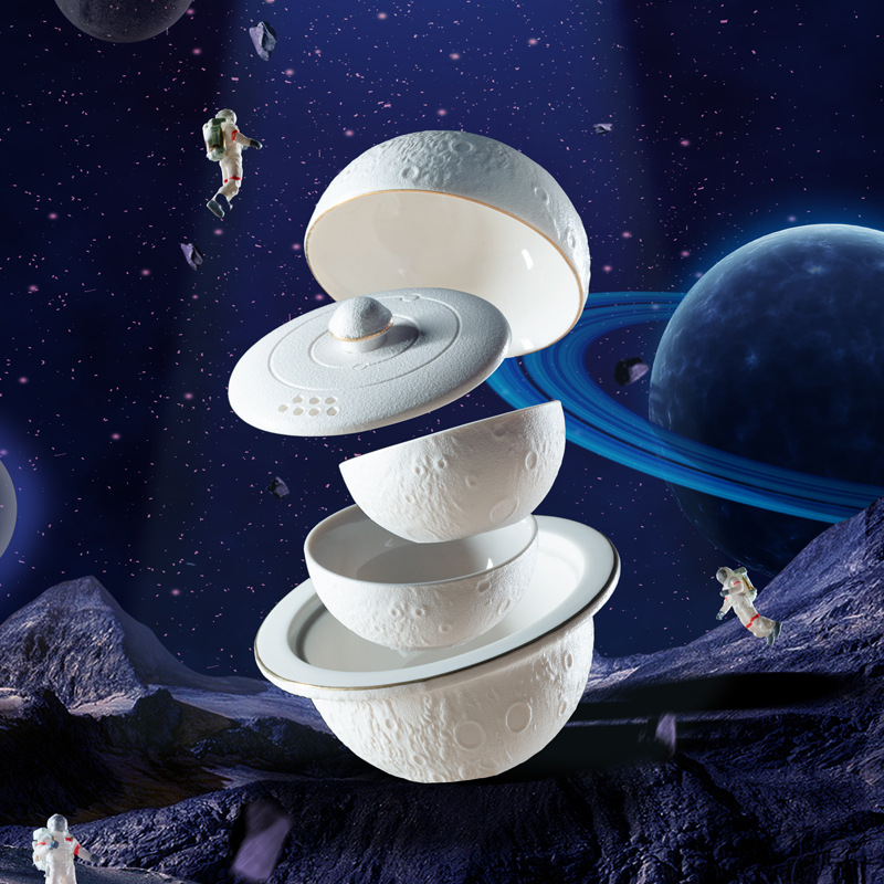 创意太空星球快客杯套装 一壶三杯旅行便携茶具 创意公司礼品