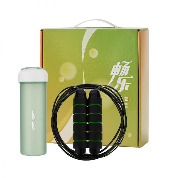 畅乐运动礼盒套装B 乐扣水杯+运动跳绳+运动毛巾三件套 运动礼盒礼品