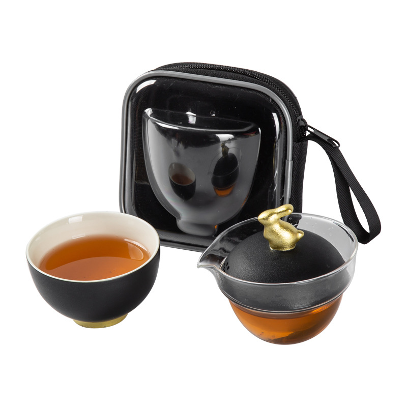 创意便携玉兔旅行快客杯套装 一壶一杯泡茶壶茶杯 中秋礼品送什么