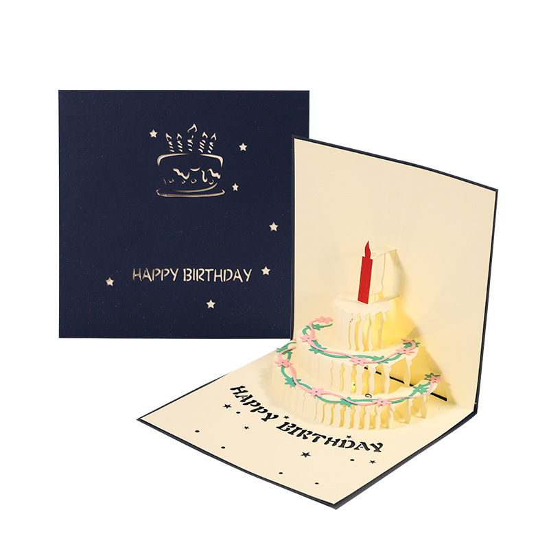 创意纸雕生日蛋糕贺卡    立体纸雕音乐生日贺卡    生日小礼品