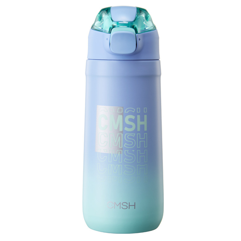 渐变时尚运动杯 创意弹盖保温杯车载水杯450ml 展会礼品