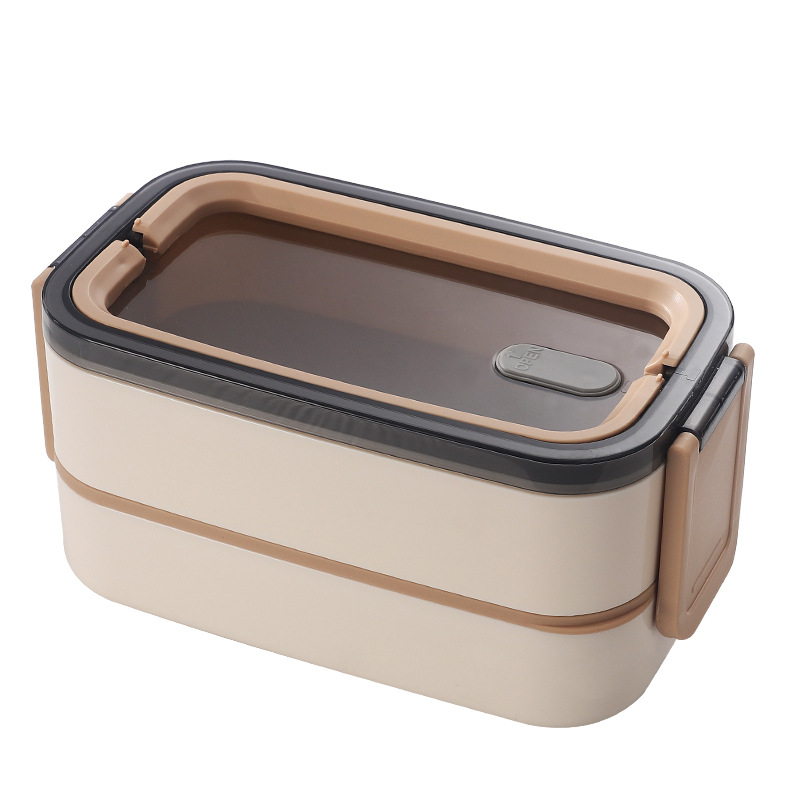 日式双层餐盒1400ml 分隔型可微波炉加热便当盒 宣传礼品