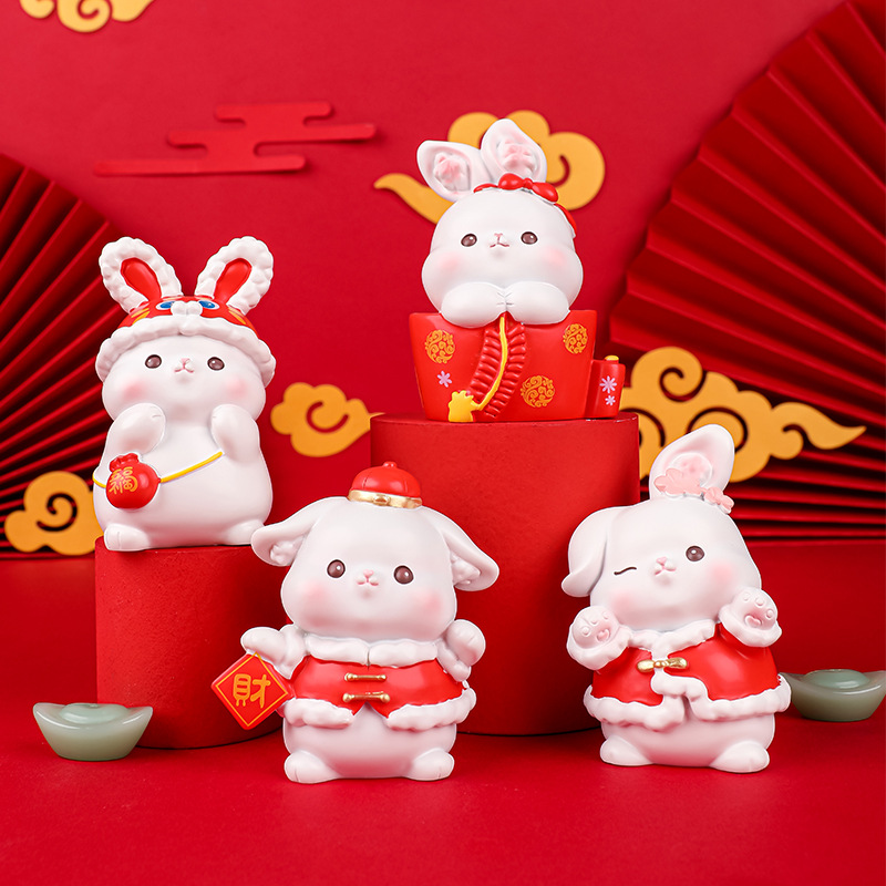 （单个）幸运小萌兔盲盒公仔摆件 生肖兔家居车载装饰 新年节日礼品