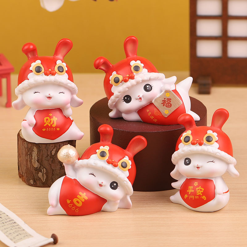 如意兔宝吉祥小摆件 桌面装饰树脂工艺品 新年伴手礼