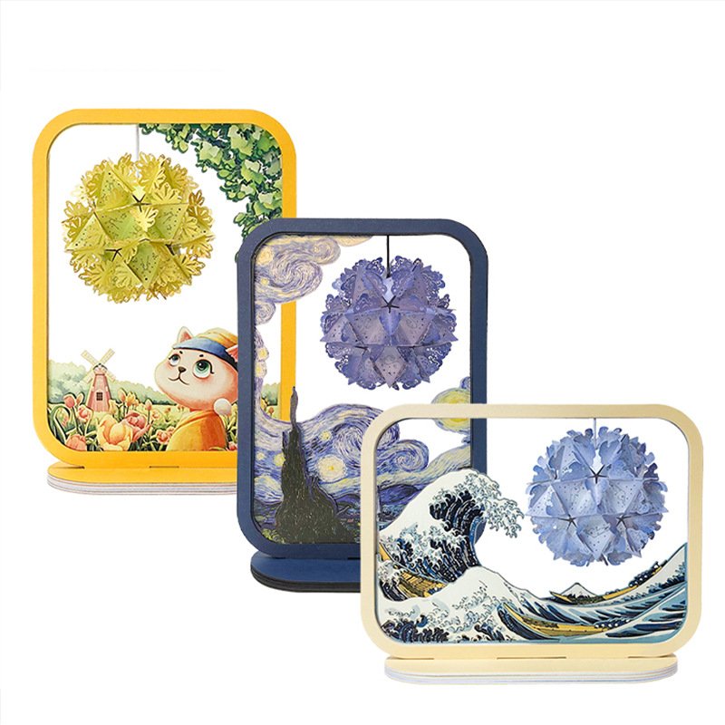 世界名画手工纸雕灯 创意造型香薰小夜灯 节日礼品推荐