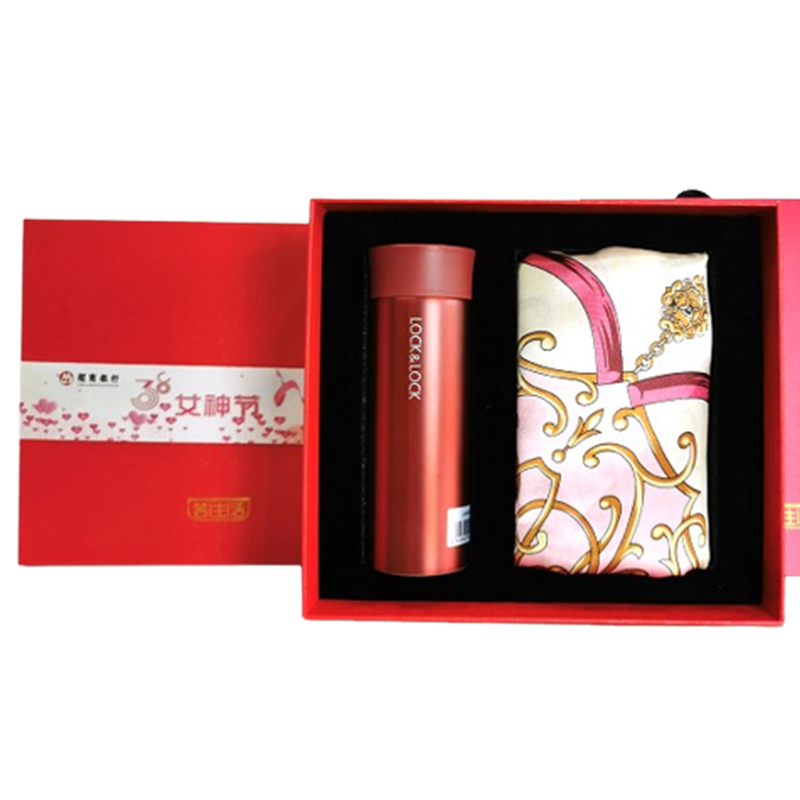 女神两件套礼盒 乐扣保温杯+丝巾 三八节日礼品