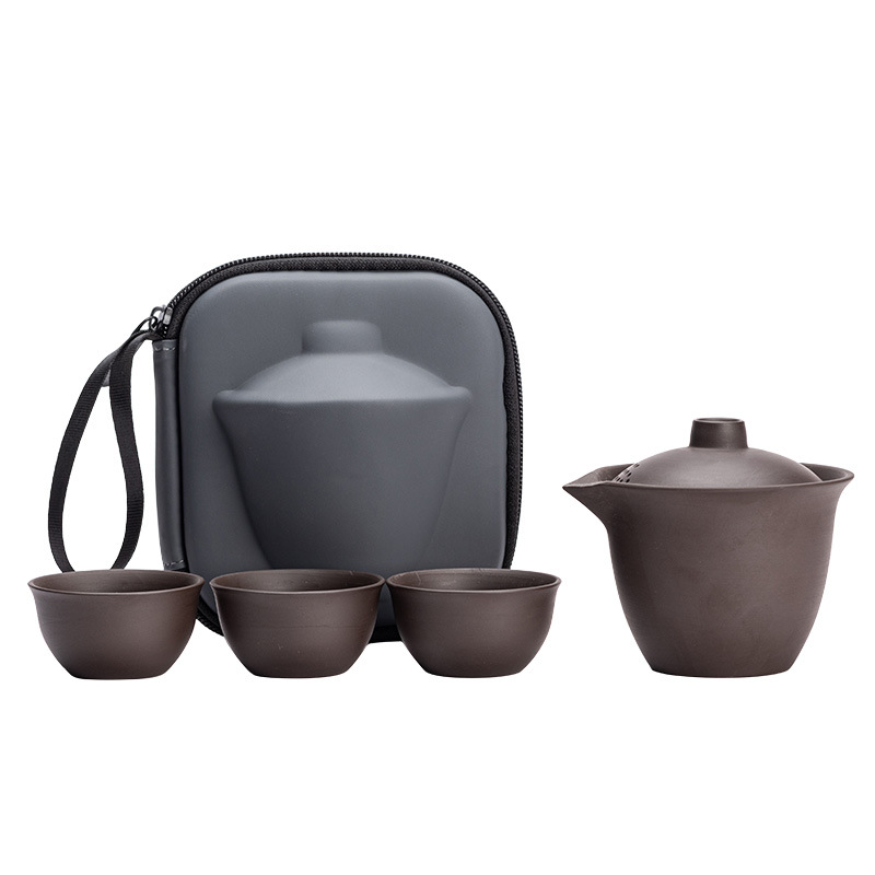 便携紫砂快客杯套装 一壶三杯旅行茶具 商务定制礼品
